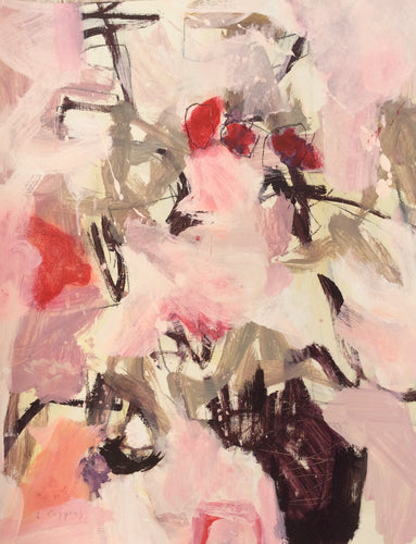 Pink Petals and Passion-abstract painting-Linda Coppens
