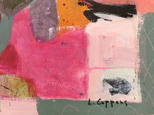 Detail of "Blush and Turquoise Tango" showing the signature of the artist