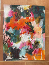 Abstract painting titled 'Nature's Vibrancy' in studio setting