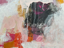 detail of the painting showing a mix of colors on a textured surface