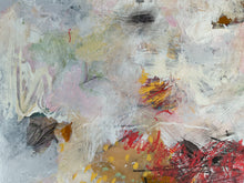 Detail of the painting showing a mix of colors on a textured surface