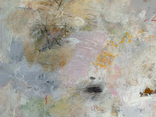 Detail of the painting showing a textured surface and various colors