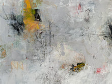 Detail of the painting showing a mix of colors on a textured surface