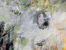 Detail of the painting showing a mix of colors and textures