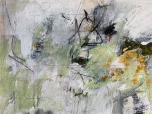 Detail of the painting showing a mix of green, black, and white colors.