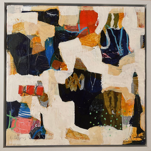 Abstract art piece with a variety of colors and textures-framed