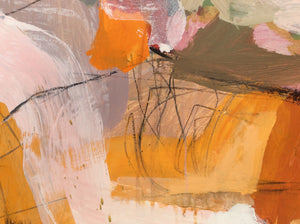 Linda Coppens-Colorful abstract painting in many layers on Terraskin stone paper-detail