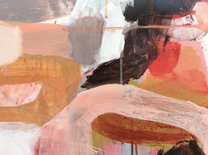 Linda Coppens - Colorful abstract painting in many layers on Terraskin stone paper-detail