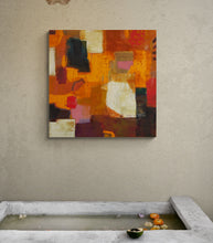 Caramel, chestnut and plum-abstract painting-Linda Coppens-interior