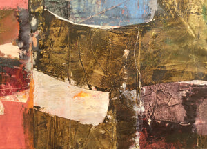Linda Coppens-Landscape of the mind 3-abstract painting in oil and cold wax on wooden panel-detail