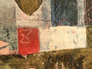Linda Coppens-Landscape of the mind 3-abstract painting in oil and cold wax on wooden panel-detail