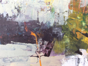 Mist over the mountains-abstract painting in oil and cold wax-detail