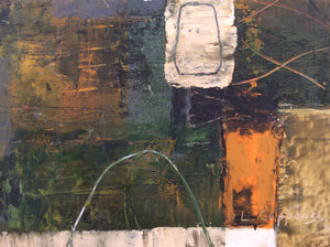 Night (part of a duo Night and Day)-abstract painting in oil and cold wax-detail