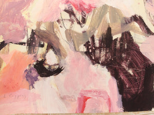 Pink Petals and Passion-abstract painting-Linda Coppens-detail with signature