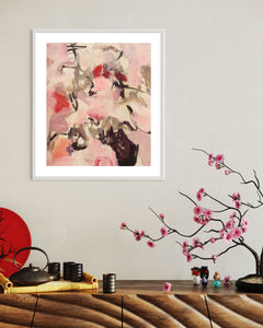 Pink Petals and Passion-abstract painting-Linda Coppens-interior