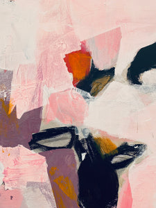 Rosy reverie-abstract painting-diptych-Linda Coppens-detail