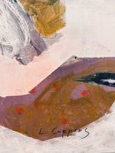 Rosy reverie-abstract painting-diptych-Linda Coppens-detail with signature